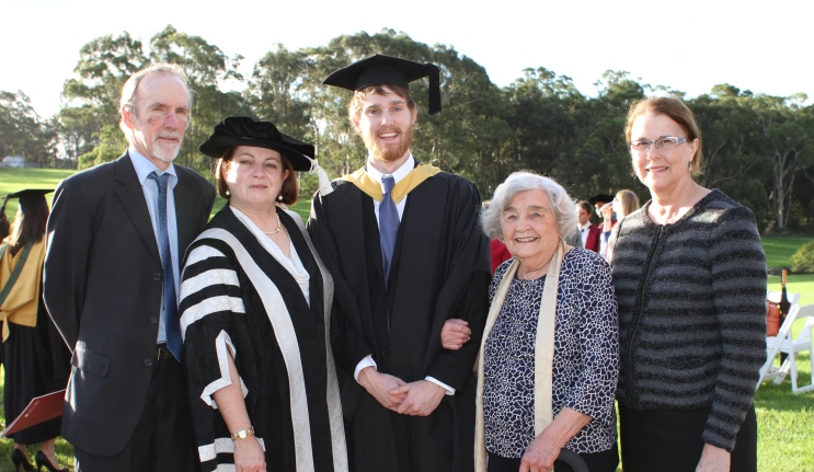 The Rush family with Deputy Chancellor, Elizabeth Crouch