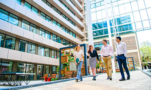 Students walking on campus