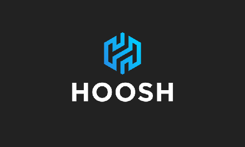 The logo for Hoosh, a maze-like stylised capital letter 'H' above the word "Hoosh."