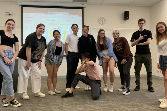 Group photo in a classroom