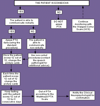 Flow chart for Westmead PTA Scale