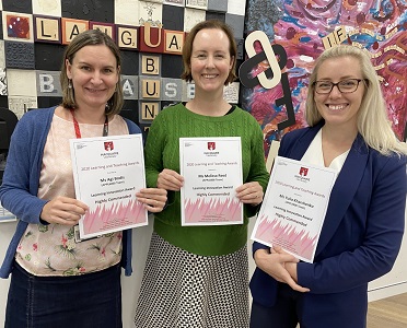 Agi Bodis, Yulia Kharchenko and Melissa Reed have been Highly Commended for the FMHSS Learning Innovation Award for their work in the TESOL program.