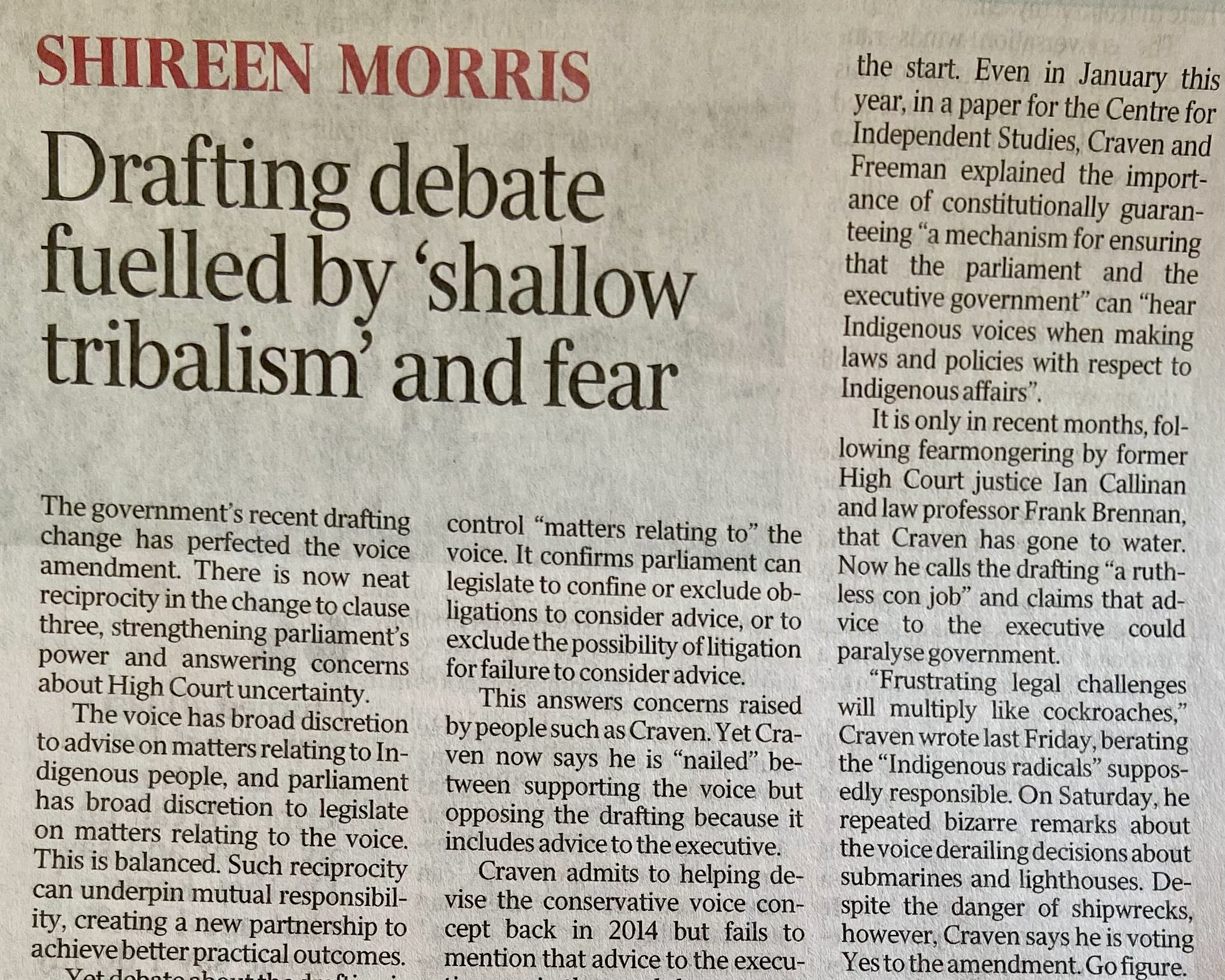 Drafting debate fuelled by shallow tribalism and fear