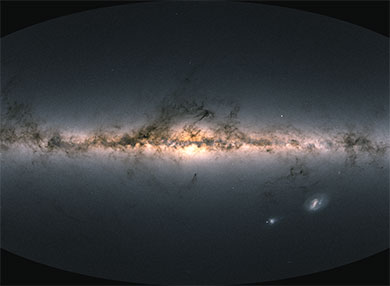 A map showing 1.8 billion stars within the entire sky from the Gaia S telescope.