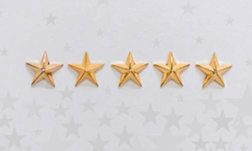 Five gold stars on a white background.