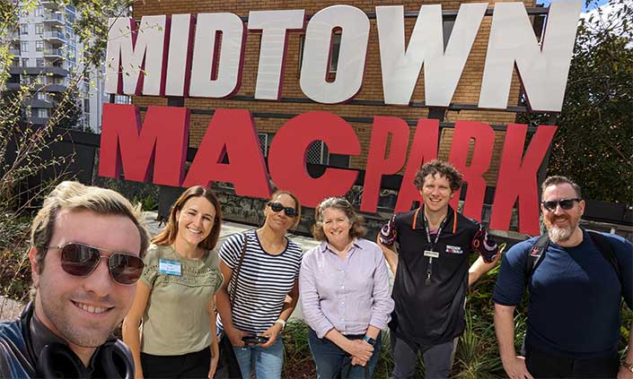 Bachelor of Arts students and teaching staff on a site visit at Midtown MacPark