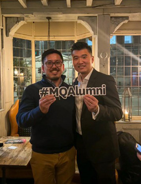 James at an MQ Alumni event in London