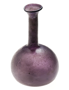 Small blown Roman unguentarium in lilac glass