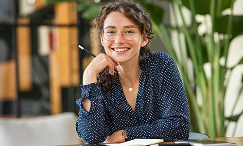 Female student studying