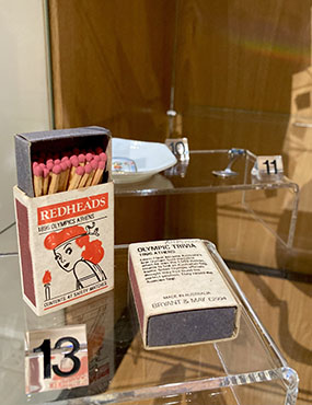 Museum display of Redheads matches featuring Olympic Games trivia